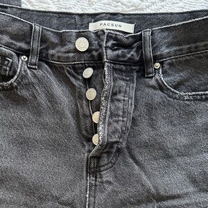 PacSun Charcoal Cropped Button-Fly hi-rise straight Jeans